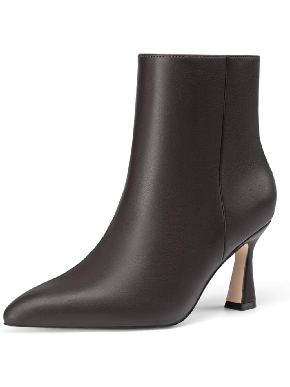 Women's Brown Pointed Toe Stiletto High Heel Side Zipper Ankle Boots